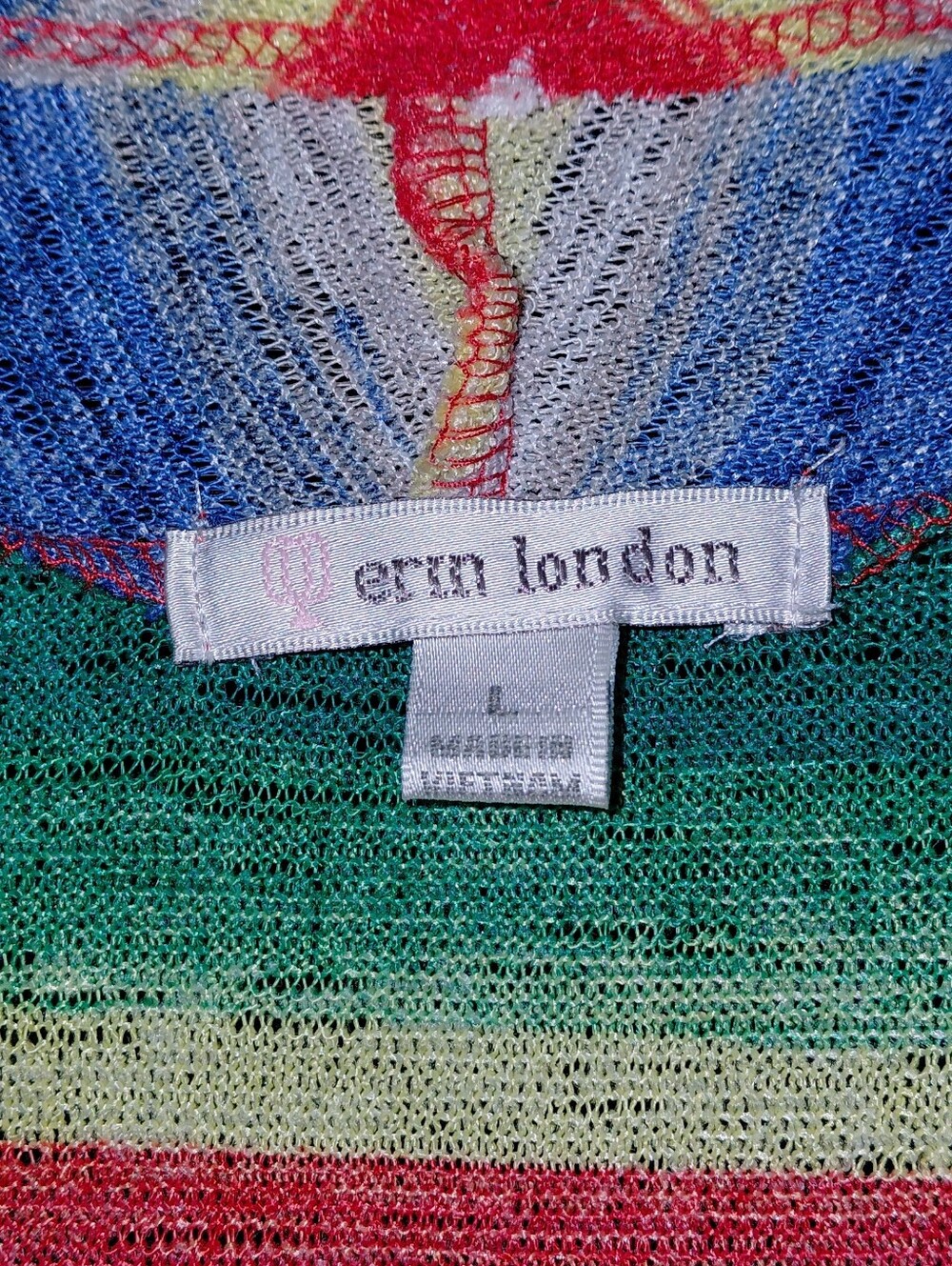 Erin london Multicolor Striped Open-Front Cardigan - Red, Green, Blue Size Large - Picture 5 of 5